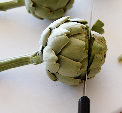 Artichokes cut