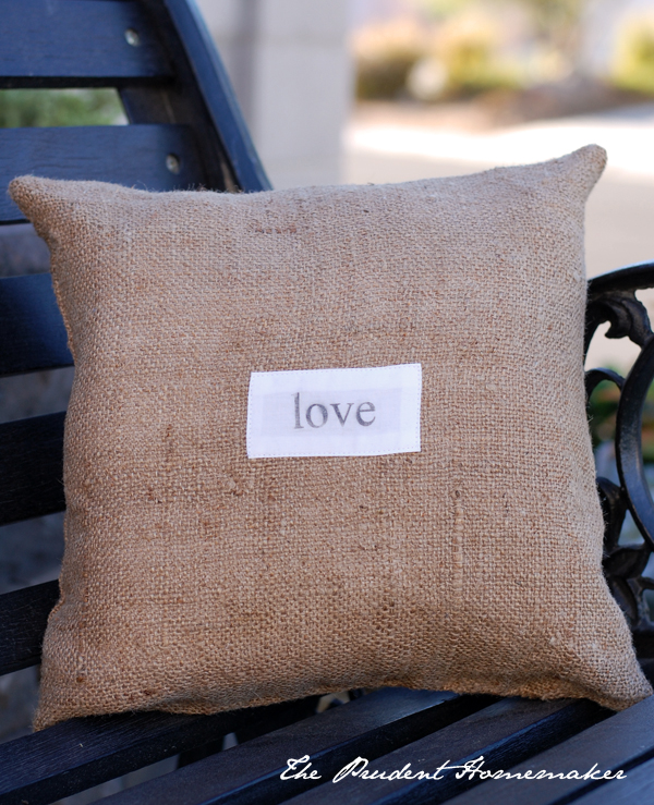 Burlap pillow The Prudent Homemaker