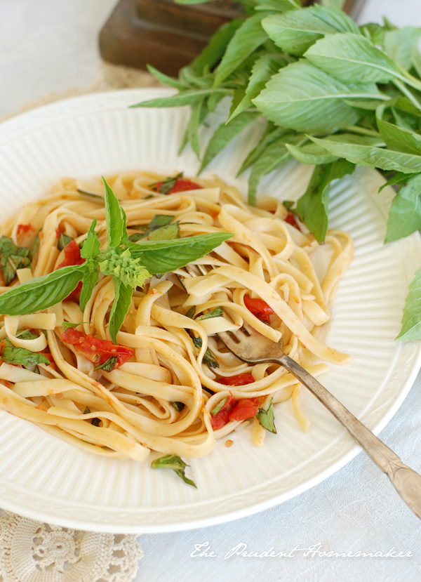 Roasted Tomato and Basil Fettucini The Prudent Homemaker