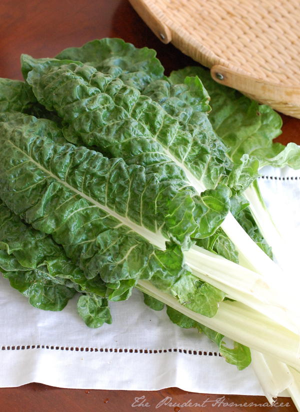 Swiss chard on cutting board The Prudent Homemaker