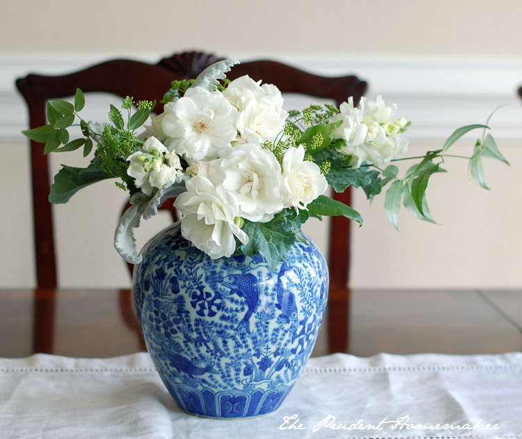 White Flowers in Blue and White Pot The Prudent Homemaker