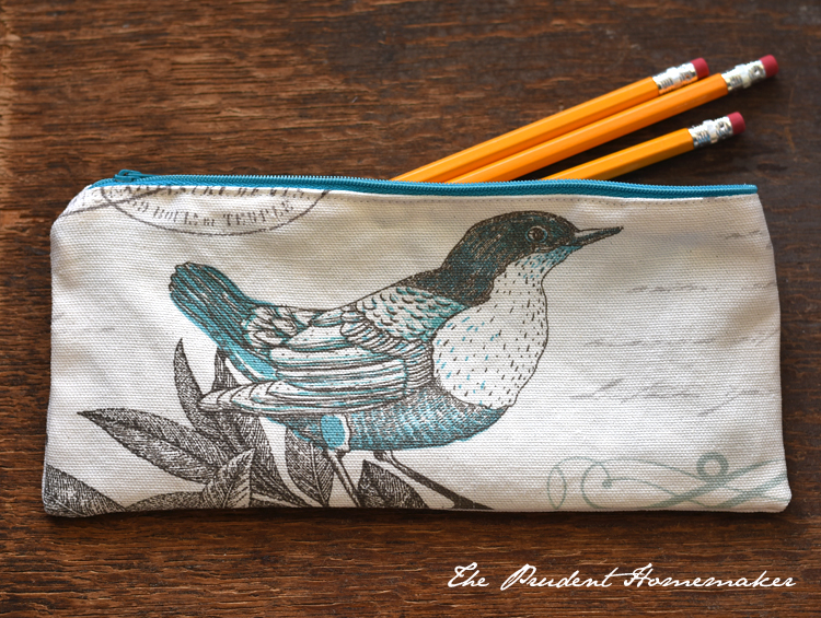 Bird and Polka Dot Pencil Bag 1 The Prudent Homemaker
