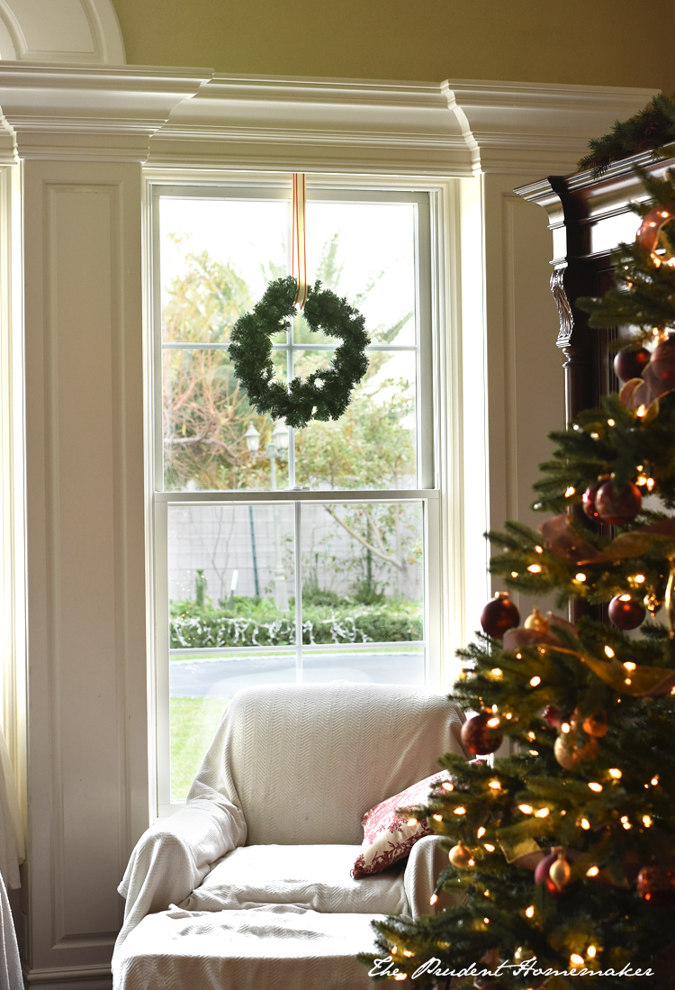 Wreath in Window The Prudent Homemaker