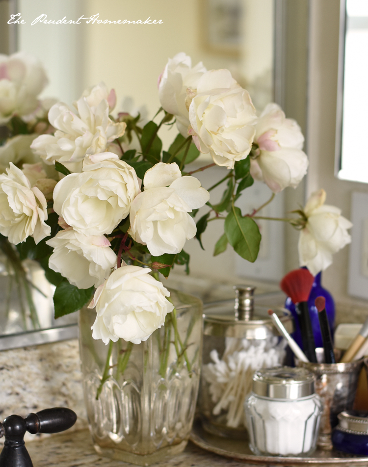 White Roses on Counter The Prudent Homemaker