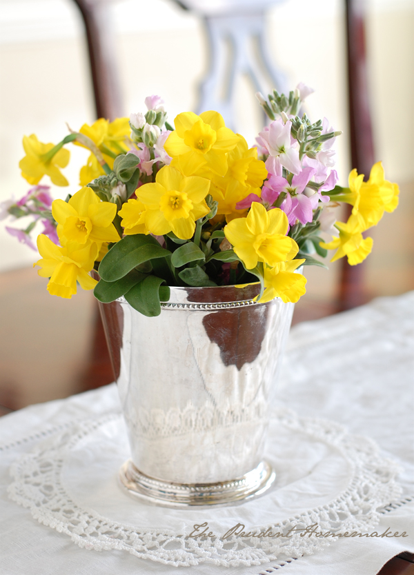 Daffodils and Pink Stock The Prudent Homemaker