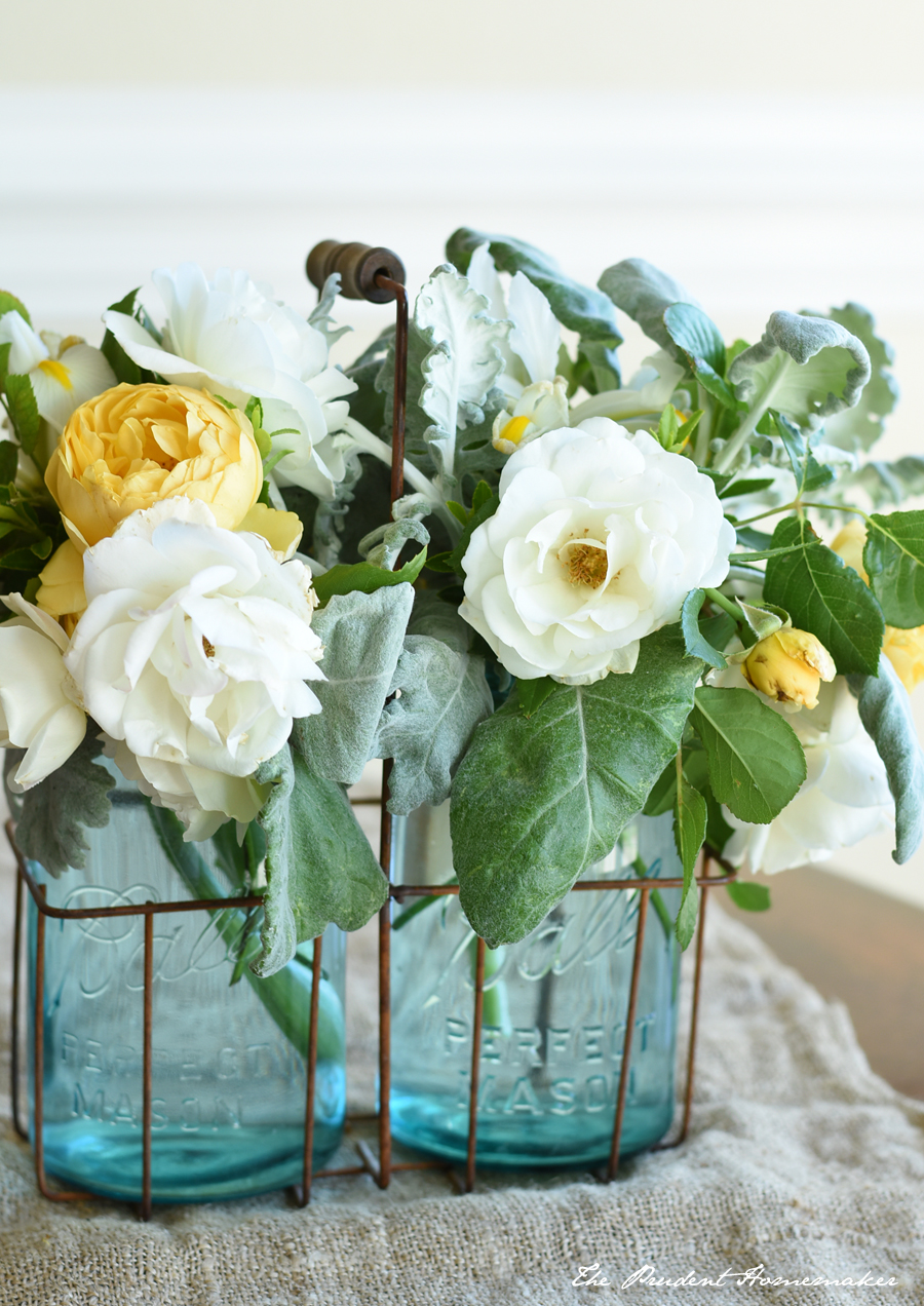 Roses in jars The Prudent Homemaker