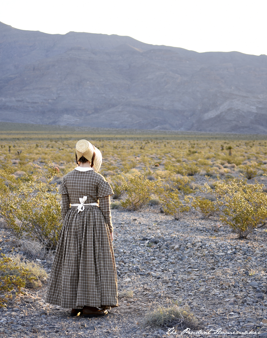 1840's Pioneer Reproduction Dress and Bonnet: Winter's Outfit for