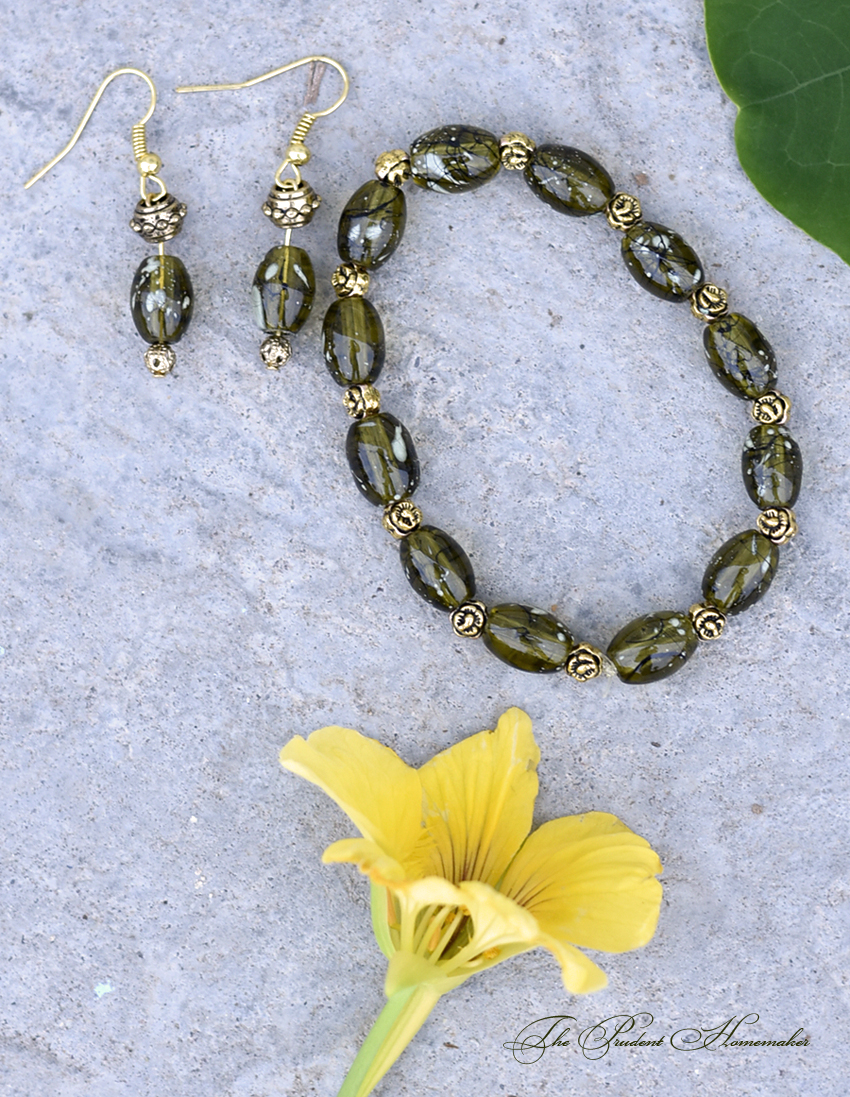 Green Earrings and Bracelet The Prudent Homemaker